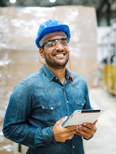 Portrait of an industrial manager on the production line